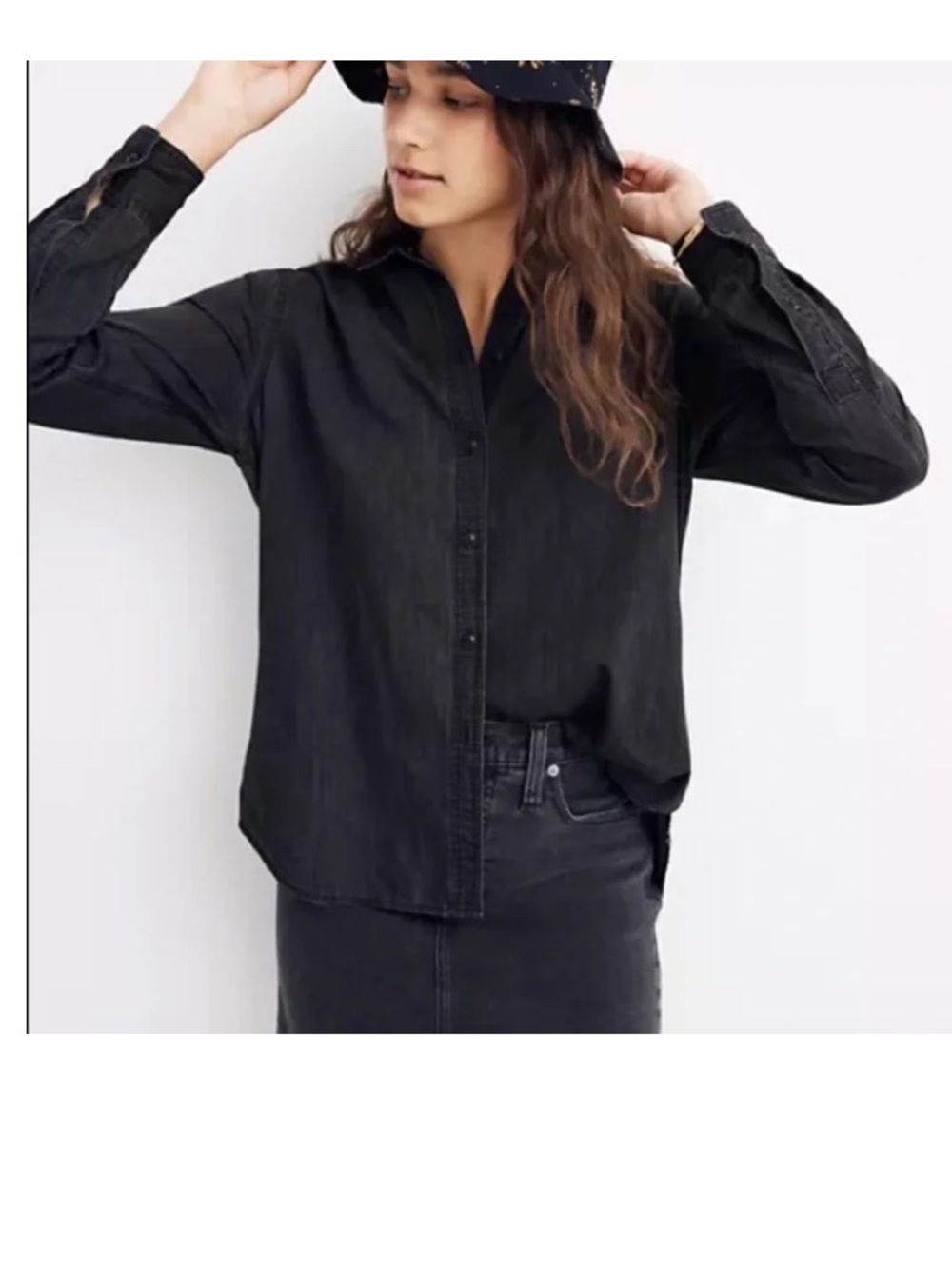 Madewell faded black denim chambray button up